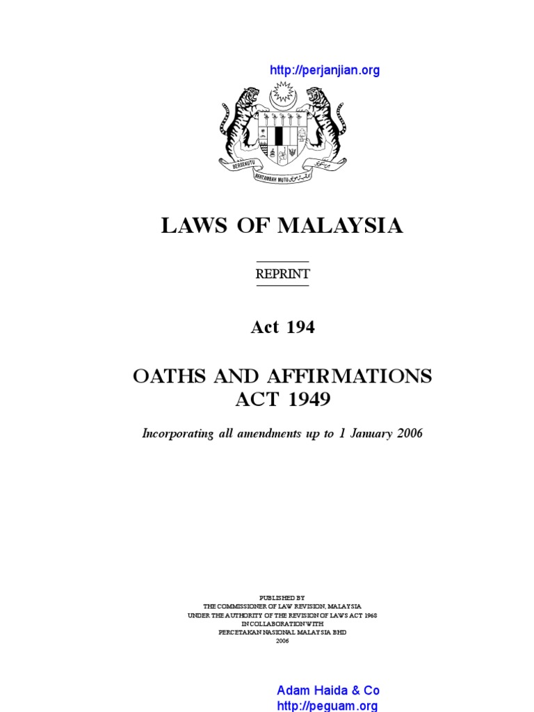 Act 194 Oaths And Affirmations Act 1949 Magistrate Perjury
