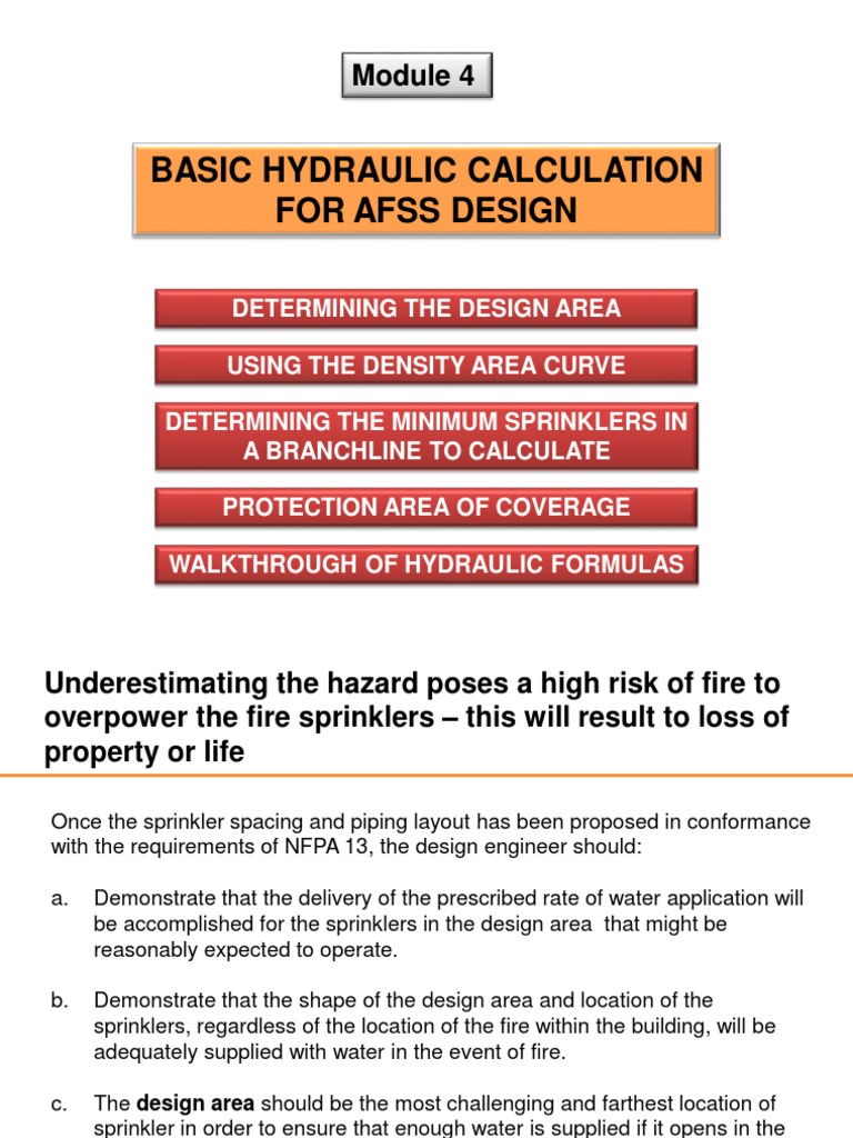 Module 4 Hydraulic Calculation Fire Sprinkler System Hydraulics