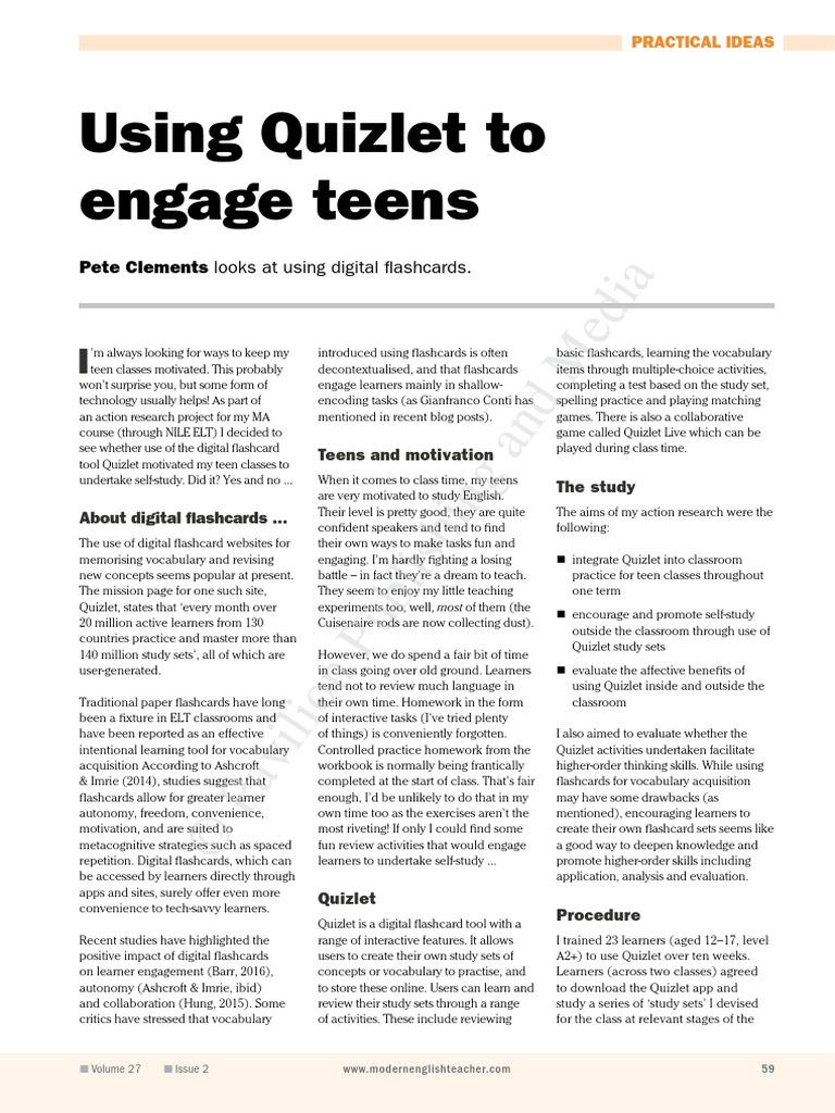 Using Quizlet To Engage Teens Vocabulary Learning
