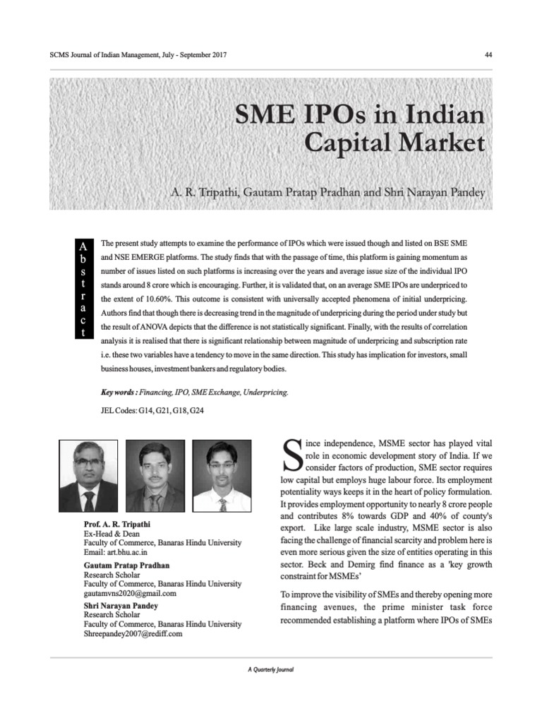 SME IPO in Indian Capital Market | PDF | Initial Public Offering ...