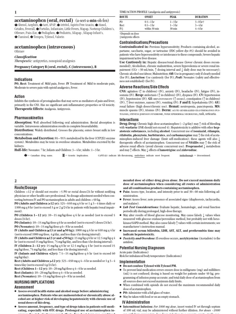 Acetaminophen PDF Nonsteroidal Anti Inflammatory Drug Analgesic