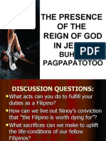 The Presence of The Reign of God in Jesus': Buhay-Pagpapatotoo