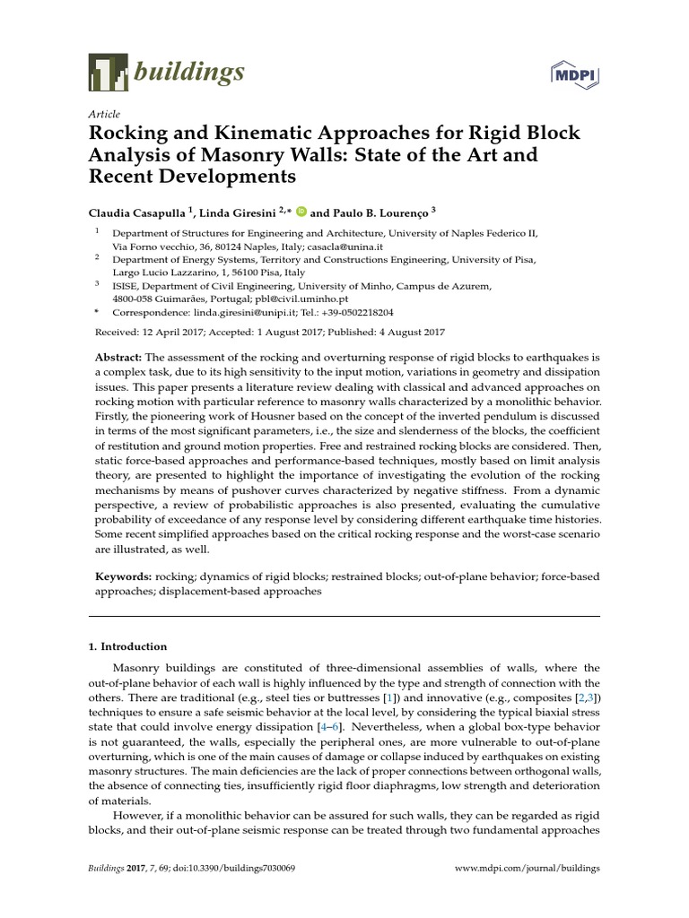 Rocking and Kinematic Approaches For Rigid Block | PDF | Equations Of ...