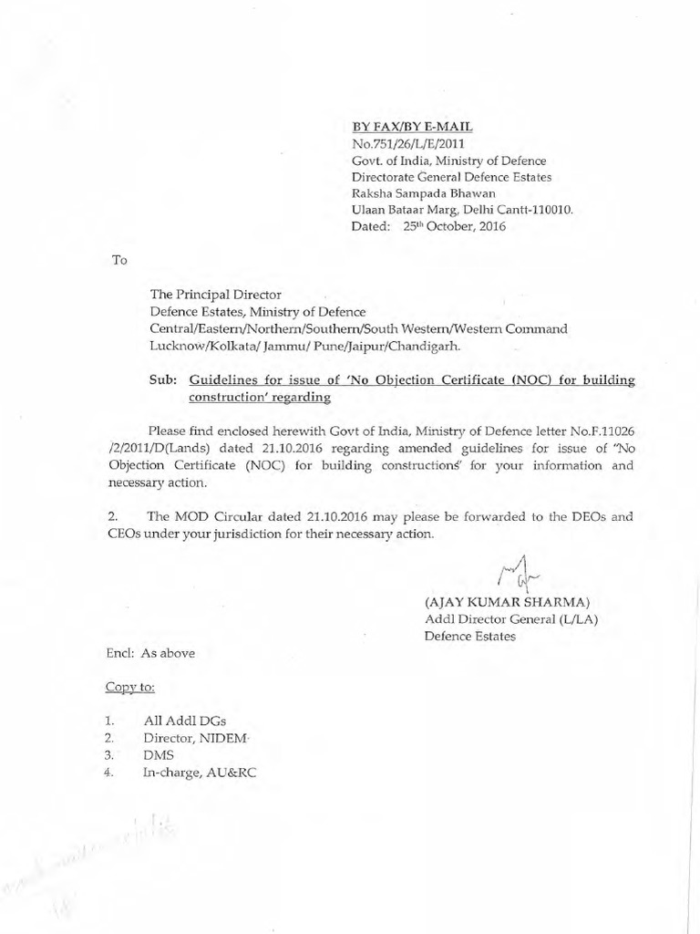 NOC Guidelines for Construction Near Defence | PDF | National Security ...