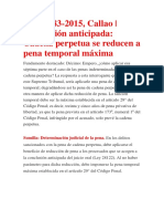 Conclusión Anticipada - Cadena Perpetua Se Reducen A Pena Temporal Máxima