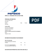 Pepsi Co. Internship Application Form