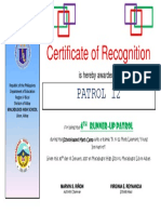 Certificate of Recognition: Patrol 12