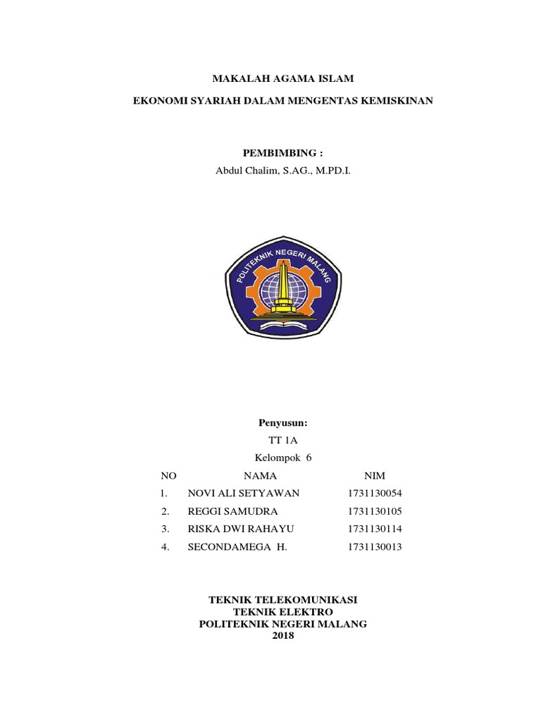 Makalah Agama Islam Ekonomi Syariah Dalam Mengentas Kemiskinan