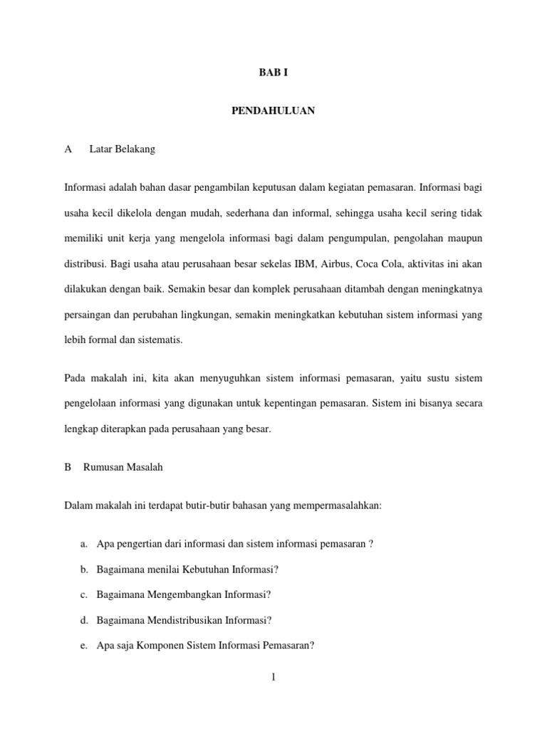 Makalah Manajemen Pemasaran Sistem Informasi Pemasaran Docx