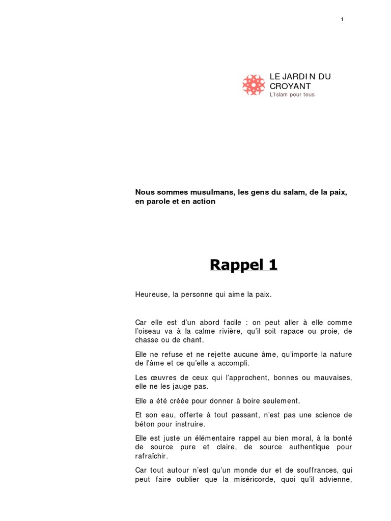Le Jardin Du Croyant Pdf Allah Prophetes Et Messagers De L Islam