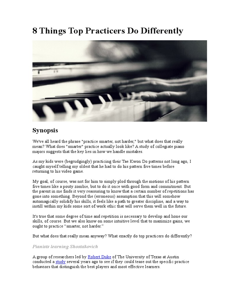 8 Strategies of Effective Practicers | PDF | Piano | Tempo