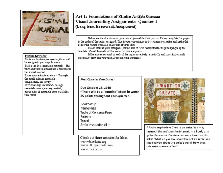 Visual Journaling Criteria: Quarter 1 | PDF