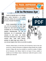 Ficha de Leyenda de Los Hermanos Ayar para Segundo de Primaria PDF