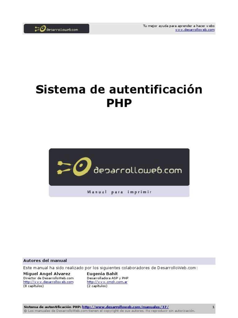 Manual Sistema Autentificacion PHP | PDF | Cookie HTTP | Autenticación