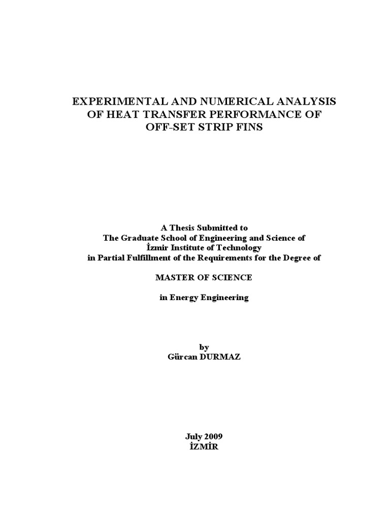 Experimental and Numerical Analysis of Heat Transfer Performance of Off ...