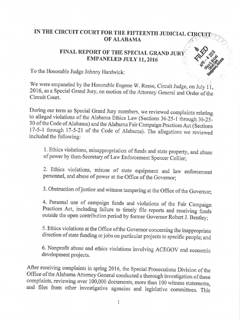 Special Grand Jury Report On Bentley | PDF