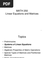 MATH 250 Linear Equations and Matrices