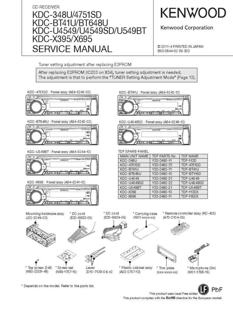 Kenwood Kdc-348u kdc-4751sd Kdc-Bt41u Kdc-Bt648u Kdc-U4549 Kdc-U4549s Kdc-U549bt  kdc-x395 kdc-x695 | PDF | Power Supply | Analog To Digital Converter