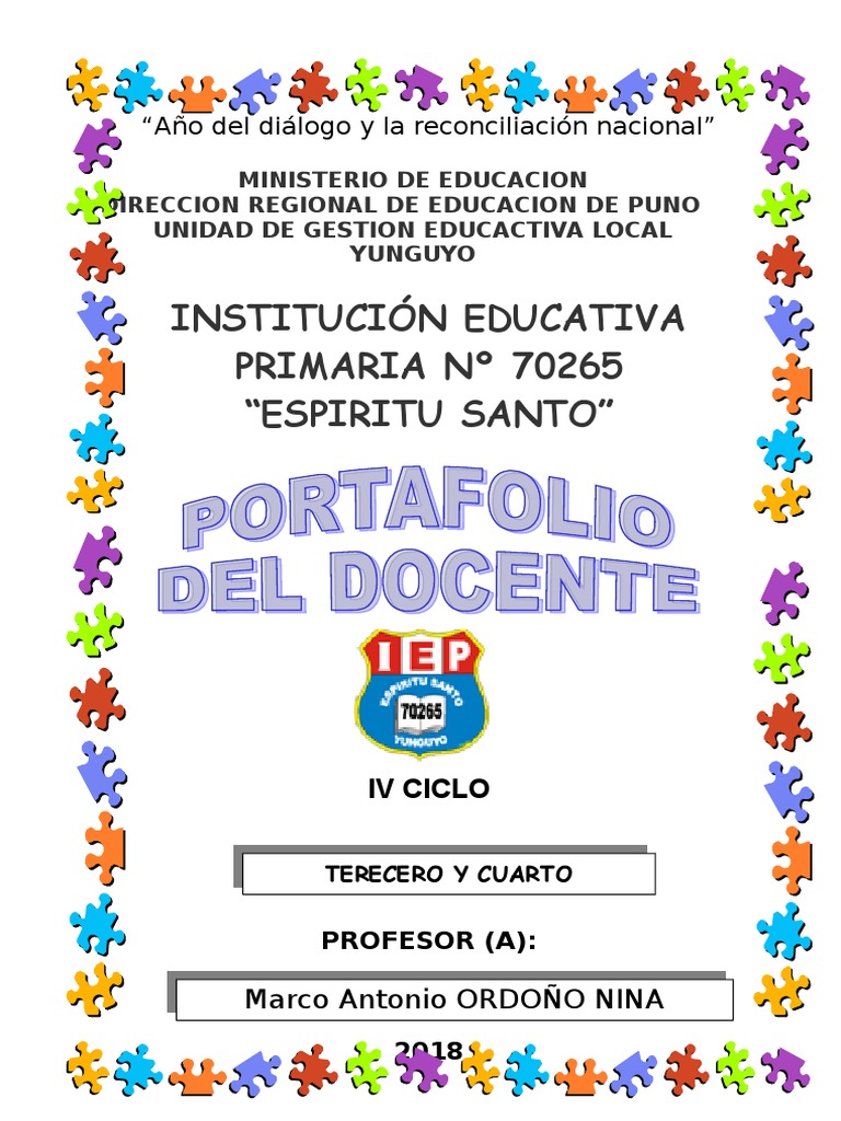 Carátula para Portafolio Docente 2025 | PDF | Lectura (proceso) | Salón ...