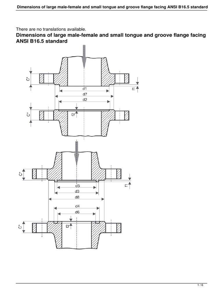 163 Dimensions of Large Male Female and Small Tongue and Groove Flange