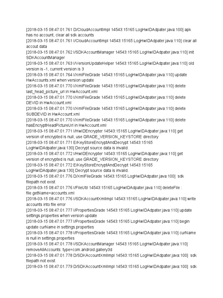 SDK Account Management Errors Log | PDF | Java (Programming Language ...