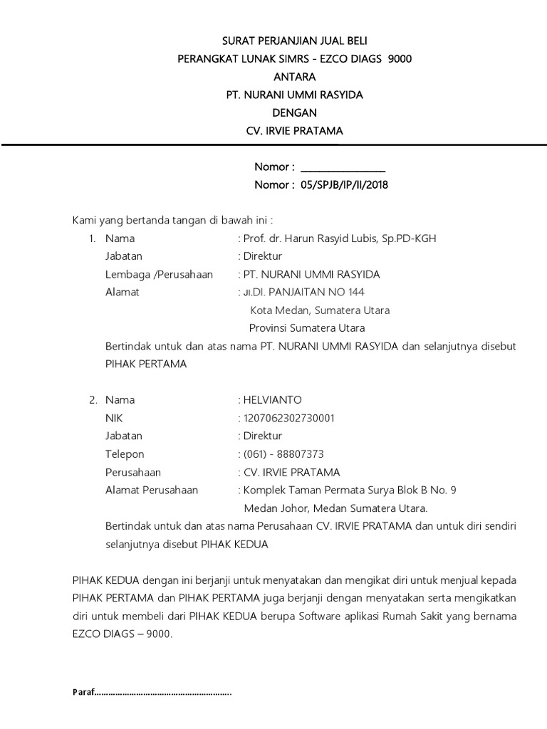 Surat Perjanjian Jual Beli Rsu Rasyda Pdf