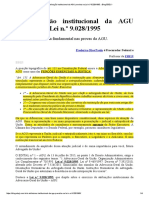 A Atribuição Institucional Da AGU Prevista Na Lei n.º 9