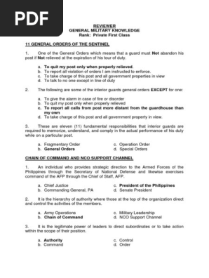 General Military Knowledge Reviewer Version 2