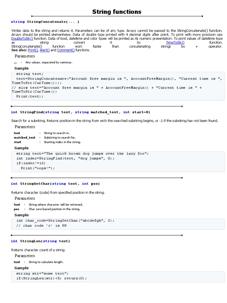 String Functions: Parameters | PDF | String (Computer Science ...