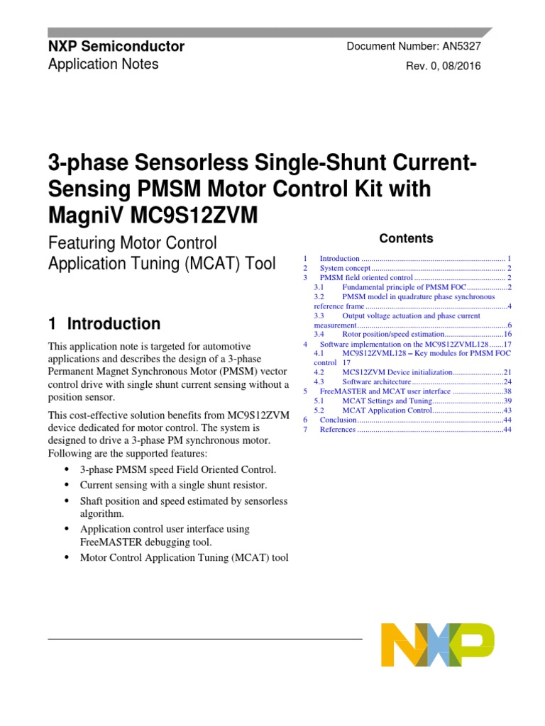 3Phase Sensorless SingleShunt CurrentSensing PMSM Motor Control KIt