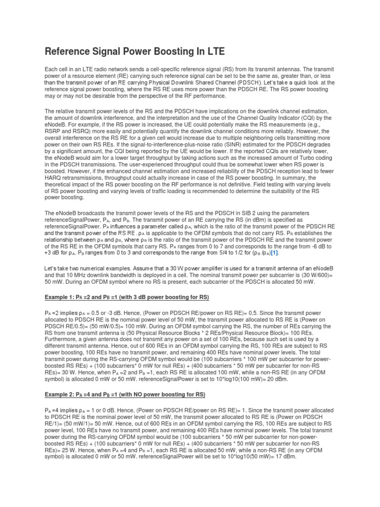 LTE Reference Signal Power Boosting | PDF | Orthogonal Frequency ...