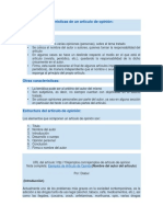 Principales Características de Un Artículo de Opinión