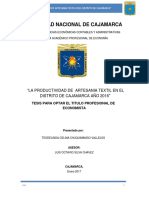 Universidad Nacional de Cajamarca: "La Productividad de Artesania Textil en El Distrito de Cajamarca Año 2016 "