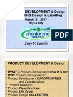 Product Development & Design PACKAGING Design & Labelling: March 31, 2017