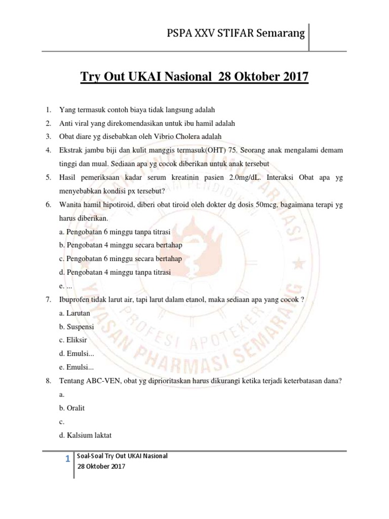 Soal To Ukai Nasional Pspa 25
