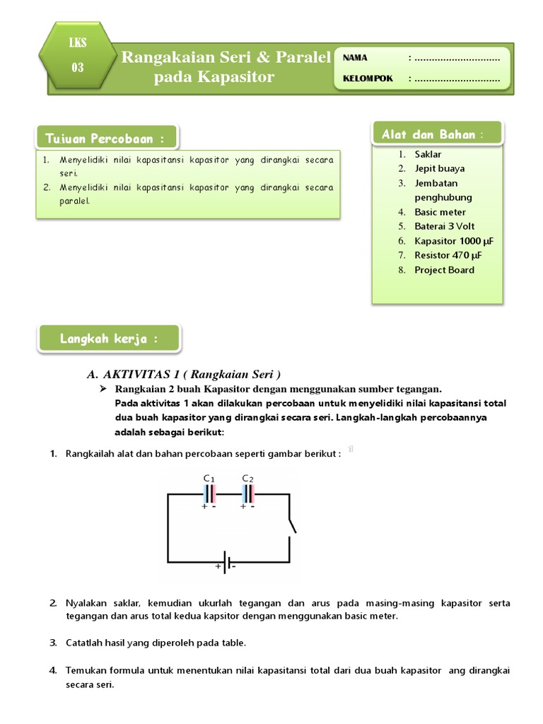 Nilai Muatan Total Pada Rangkaian Kapasitor Tersebut