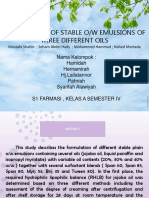 Development of Stable O/W Emulsions of Three Different Oils