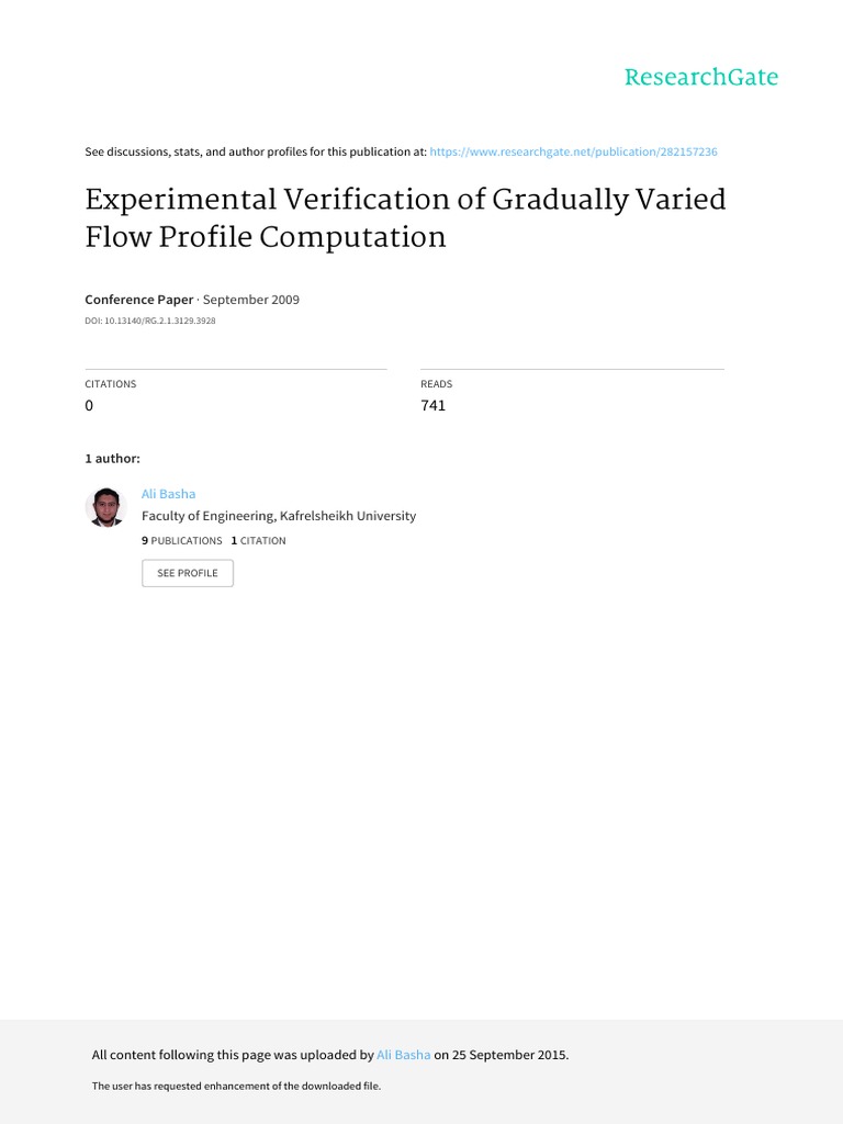 Experimental Verification of Gradually Varied Flow Profile Computation ...