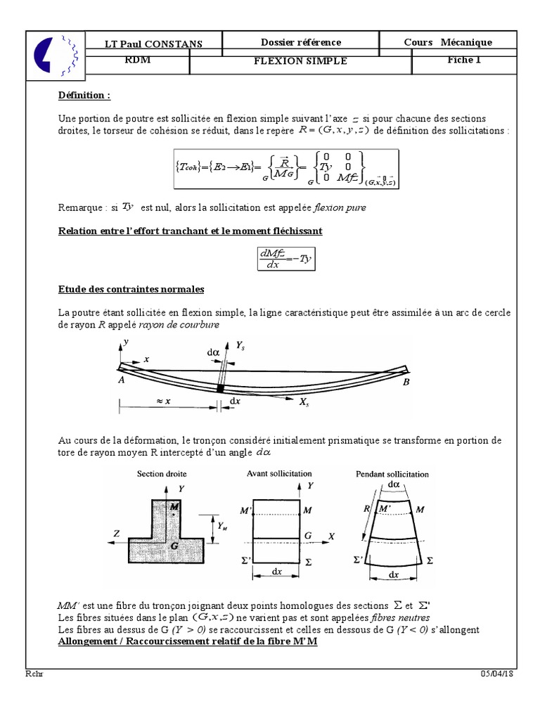 Flexion simple en mécanique des structures PDF Flexion (matériau — free download