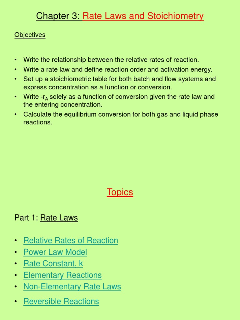 Chapter 3 Part 1 Stoichiometry Reaction Rate