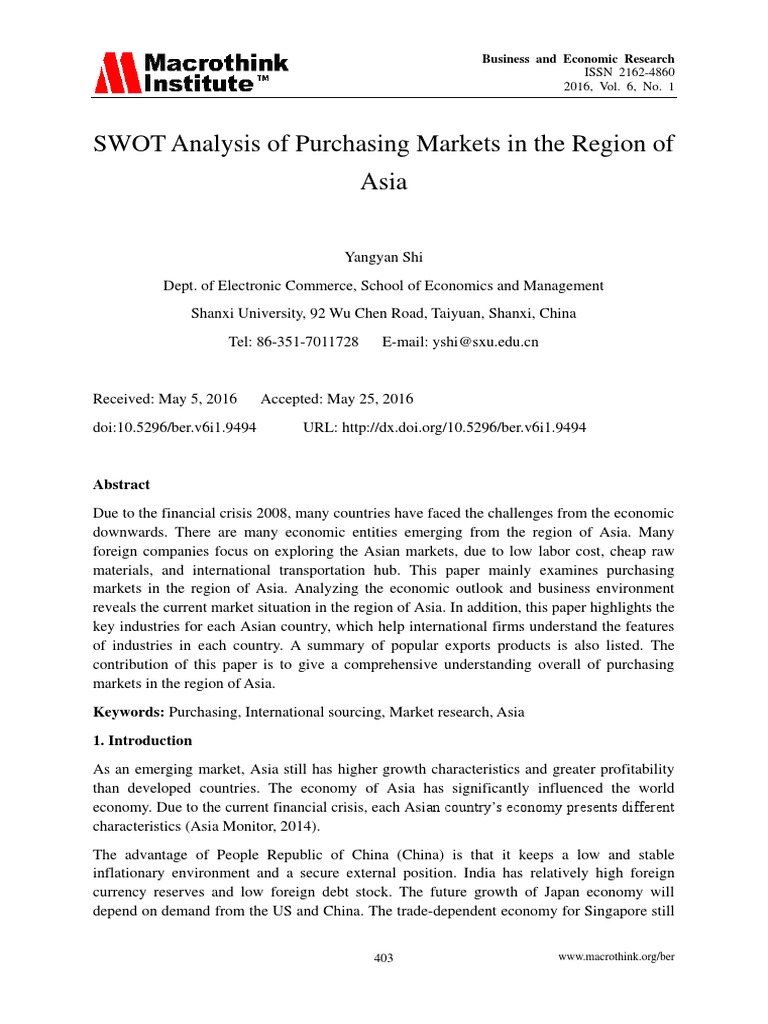 Swot Analysis Of Purchasing Markets Foreign Direct Inv!   estment - 