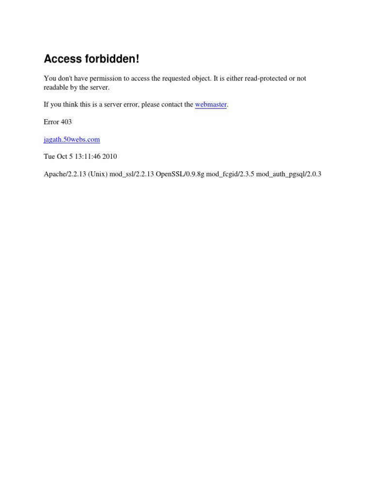 Error 403: Access Denied Message | PDF | Application Layer Protocols ...