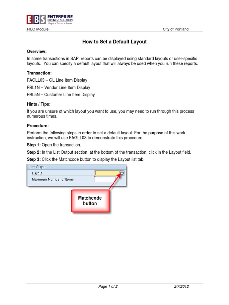 Set Default Layout in SAP Reports | PDF