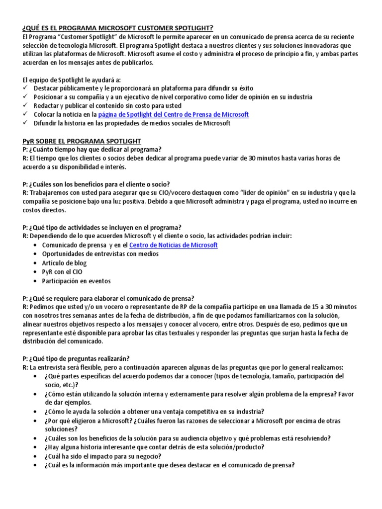 FY14 Customer Spotlight Program External Overview and QA-SPA | PDF ...
