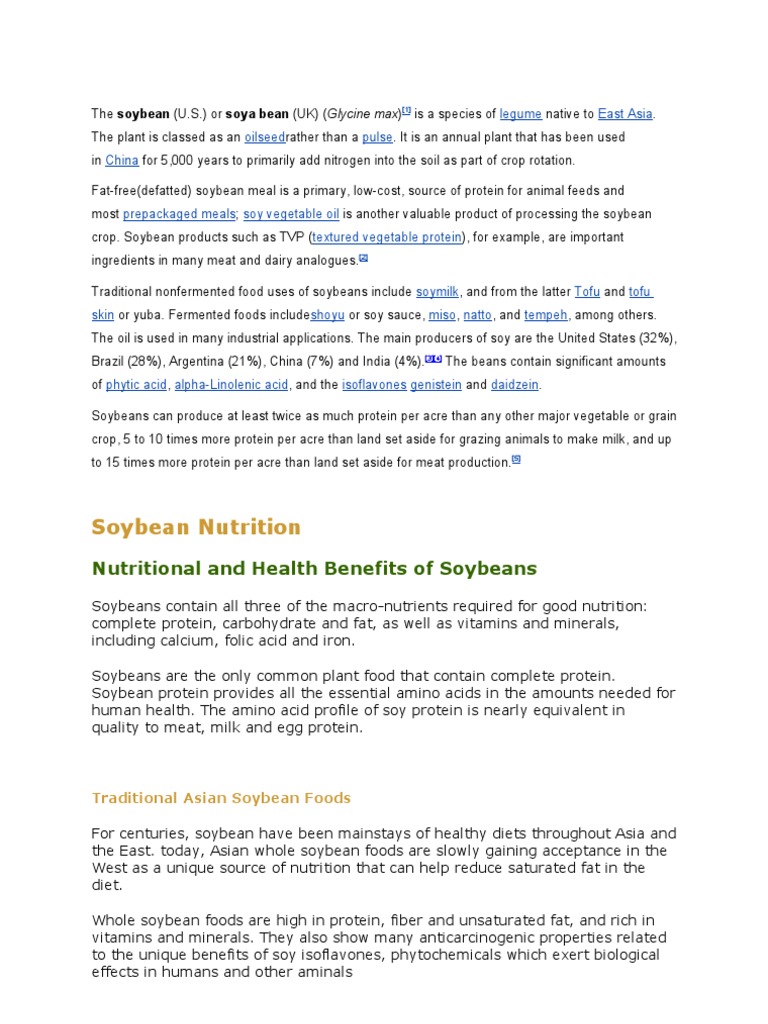 Soybean Nutrition Nutritional and Health Benefits of Soybeans PDF