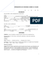 Contrato de compraventa de vivienda sobre el plano