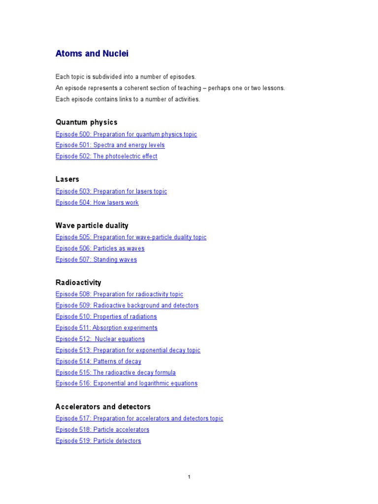 Comprehensive Guide to Atoms and Nuclei | PDF