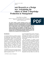 Management Research As A Design Science: Articulating The Research Products of Mode 2 Knowledge Production in Management