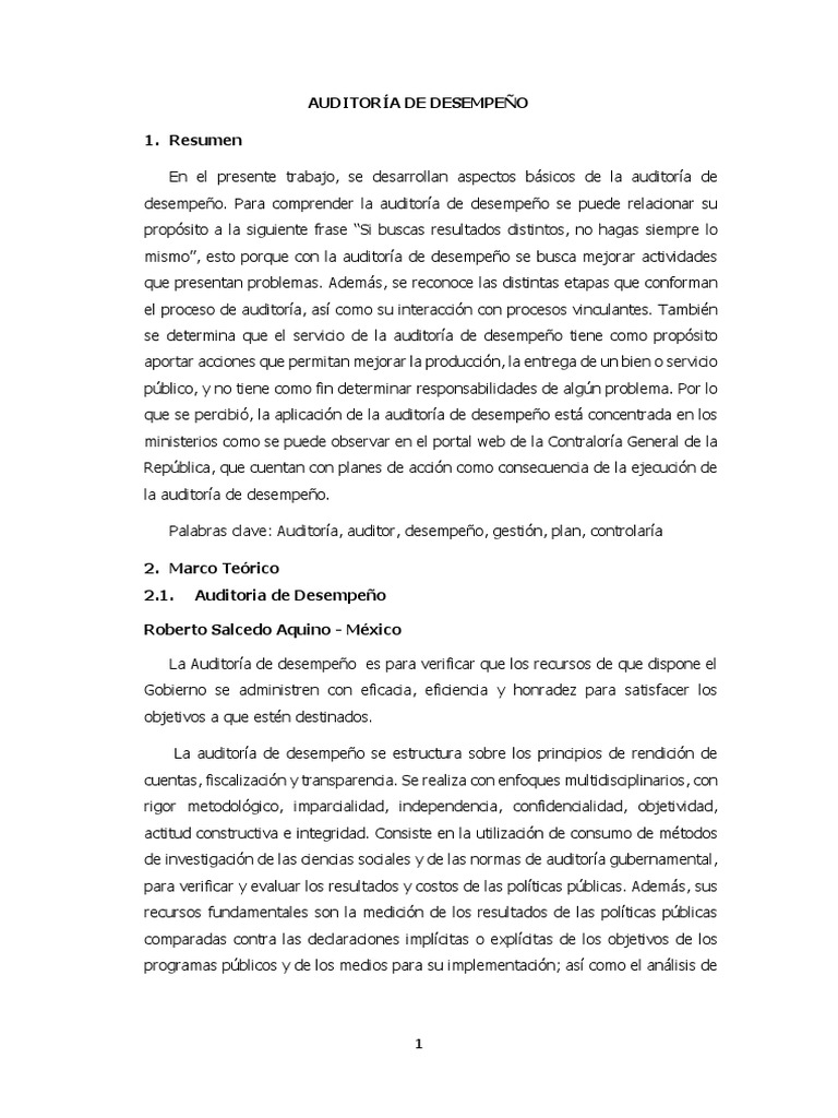 Ejemplos de Auditoría de Desempeño | PDF | Contralor | Business