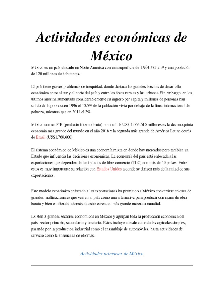 Actividades Económicas en México | PDF | Ciudad de México | México